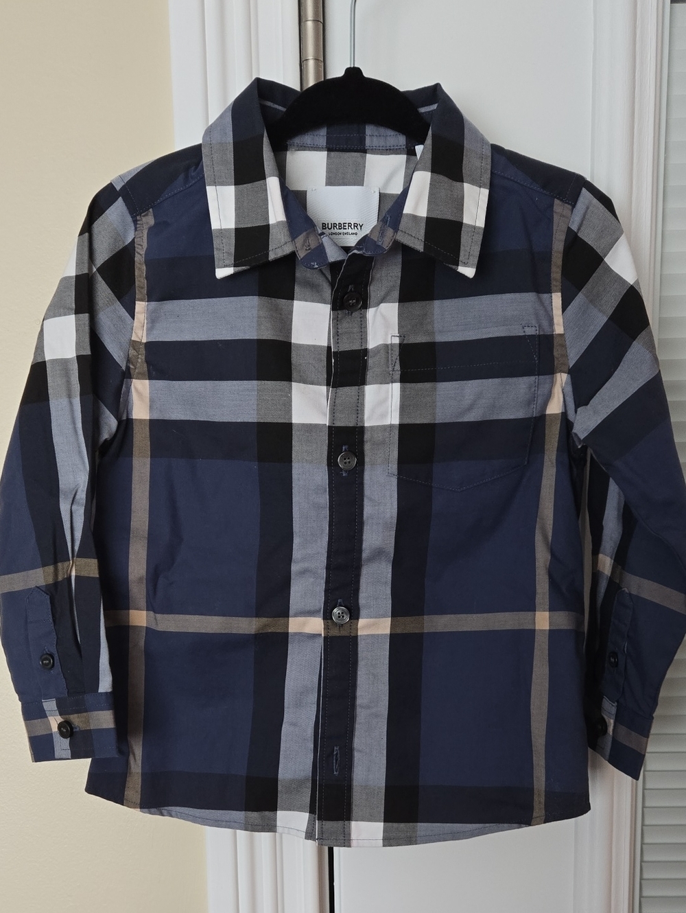 Burberry Boys' Navy Plaid Button-Down Shirt